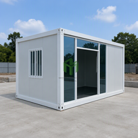 Maison conteneur mur-rideau en verre résistant au vent, cabine modulaire portable à ossature acier pour extérieur