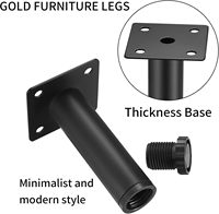 Pieds de meuble en acier laminé à froid, pieds de support ronds pour étagères de cuisine, table basse, canapé