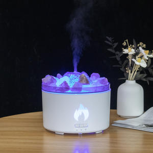Diffuseur d'arômes ultrasonique à lumière bleue flamboyante, humidificateur de 0,5 à 1 L avec roche volcanique pour la maison et le bureau - Product Image 1