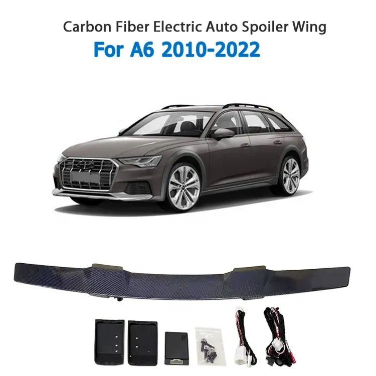 새로운 탄소 섬유 자동 개폐식 자동차 스포일러 지능형 전자 자동차 리어 윙 스포일러 아우디 A6 2010-2022