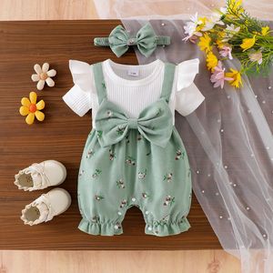 Nuova <span class=keywords><strong>Tuta</strong></span> Estiva per Bambine in Cotone Bianco a Maniche Lunghe con Motivo Fiori di Ciliegio - Product Image 4