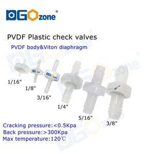 3/8" Kunststoff-Rückschlagventil mit Schlauchtülle, PVDF-Gehäuse, Fluorkautschuk-Membran, für Spa, Ozon, Aquarium, <span class=keywords><strong>KH</strong></span>-CDP3 DGOzone - Product Image 2