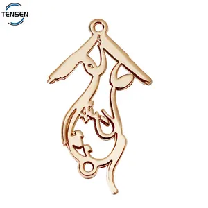 Waterproof Bikini Accessory Hollow Alloy Tags Gold Plated Private Label Abaya Logos For Long Skirt