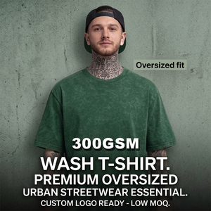 Custom Logo 300GSM Heavyweight Cotton Acid Washed T Shirt Men Vintage Oversized Fit Drop Shoulder Streetwear <b>Blank</b> Acid Wash Tee - Product Image 1