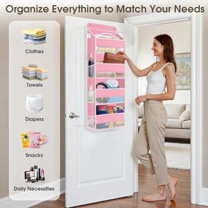 Over The Door Organizer 10 Pockets Pink Hanging <b>Storage</b> <b>For</b> Bathroom <b>Kitchen</b> Closet Nursery - Product Image 6
