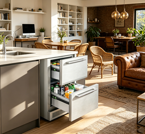 Vanace Built in Stainless Steel Double Drawer Freezing Refrigerator Smart Control <b>Compressor</b> <b>Fridge</b> Bar Refrigerator - Product Image 1