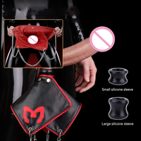 Anneau scrotal taille S/L, écharpe scrotale, pochette scrotale, chaîne de chasteté pour dissimuler le poids du scrotum, accessoire en cuir pour jeu BDSM masculin