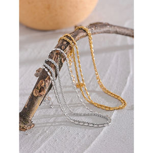 JINYOU 1828 Chaîne Classique Double Couche Exquise en Acier Inoxydable Bracelet de Cheville Élégant pour <span class=keywords><strong>Femme</strong></span> Tendance Été Charme <span class=keywords><strong>Bijoux</strong></span> Or Argent - Product Image 4