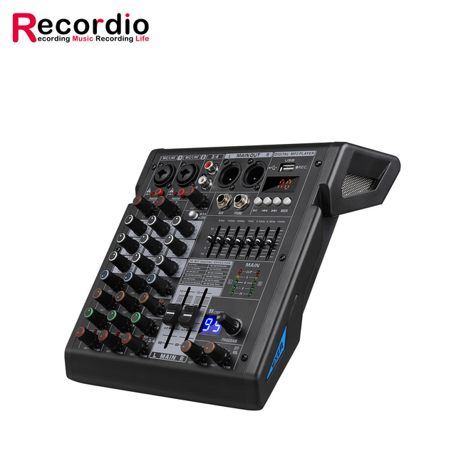 GAX-TDS4 Pro Audio Mixer DJ Sound Controller 7 Bands Graphic EQ 99DSP Effect for PC Recording XLR Microphone Jack