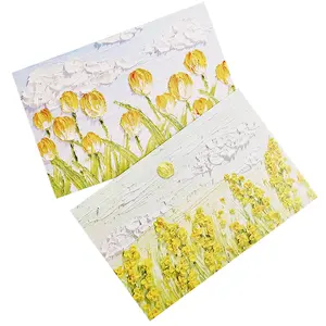 Custom Flowers Tie Notes Message Postcard Blank Thank You Card Birthday Gift Gift Card