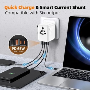 65W Compact Gan Tech Universele Internationale Reisoplader Adapter Usb Iphone 15 Stekker Oplader Board Ac Dc Converters - Product Image 3