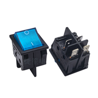 Interrupteur à bascule carré bleu avec voyant lumineux 30A/16A 250V /20A125V AC DPST ON-OFF pour équipement et équipement médical R210-1C5G-BU1-NWC