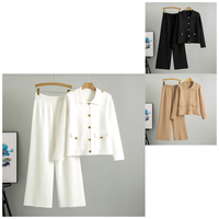 Ensemble pull col anti-rides en mélange pour femme, collection automne, vêtements de commerce extérieur, coupe ample