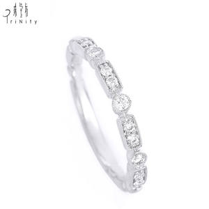 แหวนเพชรแท้คุณภาพสูงแบบซ้อนได้ ดีไซน์สวยงาม วัสดุทองคำขาว 18K แท้ สำหรับเป็นของขวัญผู้หญิง - Product Image 6