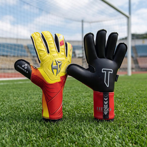 Wholesale Customized Soccer Goalkeeper <b>Gloves</b> Front Palm 4mm German Latex Backhand Silicon Inject Hybrid Cut Thumb Wrap - Product Image 3