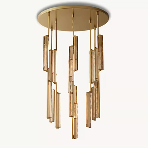 <span class=keywords><strong>Lampadario</strong></span> Moderno Americano di Lusso in Rame e Cristallo, LED con <span class=keywords><strong>Batteria</strong></span> di Backup, Alta Resa Cromatica CRI 95, Plafoniera <span class=keywords><strong>a</strong></span> Montaggio Superficiale per Hotel - Product Image 4