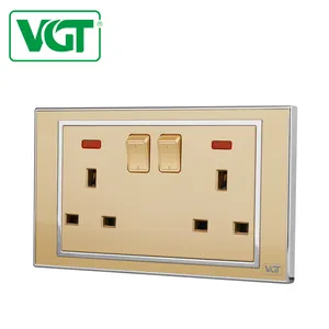Wenzhou VGT Factory UK Electrical Plastic Double 13A Wall Switches Socket