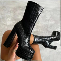 XINZI RAIN Bottes pour femme personnalisées Bottes à plateforme double couche à bout rond et talon épais de 15cm pour femme