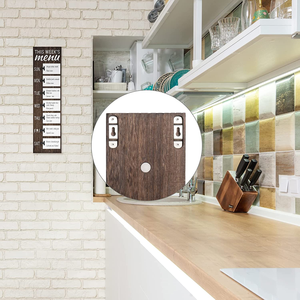 JUNJI Panneau de menu quotidien en <span class=keywords><strong>bois</strong></span> rustique pour la cuisine Planificateur de repas hebdomadaire avec clips magnétiques Décoration intérieure Tableau peint - Product Image 5