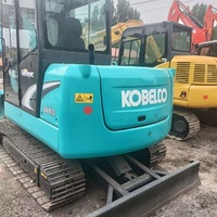 Excavatrice hydraulique sur chenilles Kobelco SK60 6 tonnes d'occasion du Japon, modèle 2022, avec moteur, pour travaux de terrassement et de nivellement