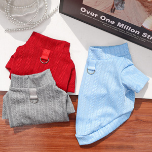 Pull pour animaux de compagnie, couche de base extensible à motif chevron pour chiens et chats, automne-hiver, gris, bleu, rouge - Product Image 3