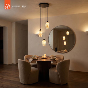 Lámpara colgante de alabastro español de 3 luces, de latón, para comedor, villa, vestíbulo. - Product Image 3