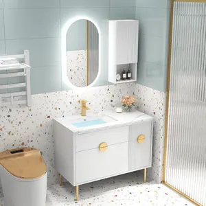 意大利风格浴室柜和防雾化妆镜带发光二极管灯的浴室梳妆台