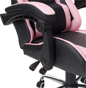 Sedia <span class=keywords><strong>da</strong></span> Gaming Premium Stile Racing Imbottita, Nuova Sedia <span class=keywords><strong>da</strong></span> Ufficio Rosa per Donne, Completamente Reclinabile con Rotelle Scorrevoli - Product Image 4