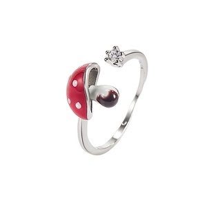 Bague champignon vintage inspirée de Bobo Natura pour femmes Dainty Red Fly Agaric Mushrooms Good Luck Wedding Jewelry - Product Image 1
