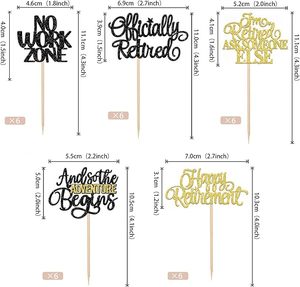 ที่เสียบตกแต่งคัพเค้ก 30 ชิ้น ลาย Happy Retirement สำหรับคนเกษียณอย่างเป็นทางการ ไม่ทำงานอีกต่อไป ของตกแต่งเค้กสีดำทอง อุปกรณ์จัดปาร์ตี้ - Product Image 1