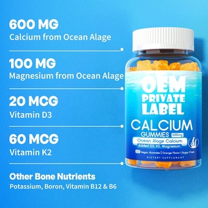 Gommes à base de calcium sans sucre OEM 600mg contiennent des algues marines, des vitamines de calcium et du magnésium favorisent la solidité des os et la santé des dents - Product Image 2