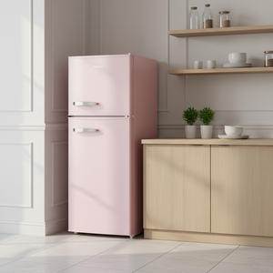 Réfrigérateur Électrique Compact <span class=keywords><strong>Vintage</strong></span> Rétro à Double Porte Sans Givre 116L MDFR120-RE en Acier Inoxydable Économe en Énergie, Occasion - Product Image 1
