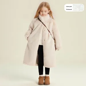 <span class=keywords><strong>Cappotto</strong></span> Lungo in Ecopelliccia con Motivo a Quadri Stile Britannico per Ragazze, Chiusura a Bottoni, Imbottito e Caldo per l'Inverno - Product Image 4