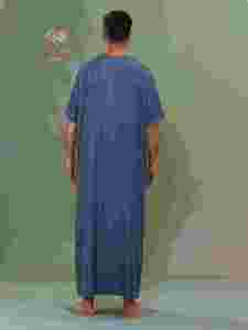 Al Haramain <b>Men's</b> Cotton <b>Thobe</b> Short Sleeve Floor Length Modest Prayer Wear Solid Color Loose Fit Middle East Style - Product Image 2