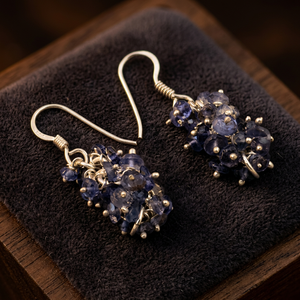 Boucles d'oreilles vintage en forme de fleur, saphir bleu, goutte d'eau, pour femmes, plaqué argent 925, bijoux tendance, cadeau - Product Image 4