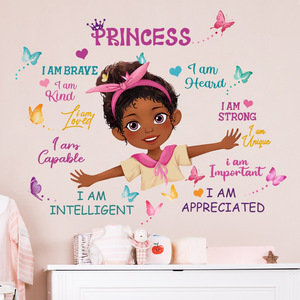 Nuovo design principessa inspirational discorso black girl 3d butterfly decoration adesivi impermeabili decorazione della casa wall <span class=keywords><strong>sticker</strong></span> - Product Image 3