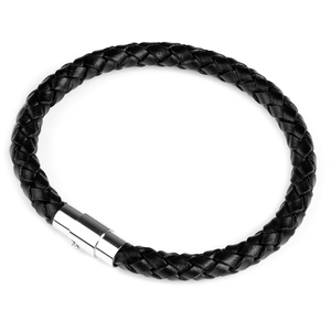 Bracciali in Vera Pelle Intrecciata con Chiusura in Acciaio Inossidabile e <span class=keywords><strong>Croce</strong></span> <span class=keywords><strong>Nera</strong></span> - Product Image 5