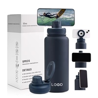 Bouteille d'eau magnétique pour téléphone portable de 32 oz, en acier inoxydable, à double paroi, isolée sous vide, pour le sport, la gym, les voyages