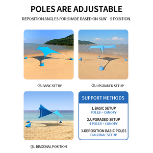 Ngoài trời cắm trại và bãi biển <span class=keywords><strong>Sun</strong></span> Shade Lều hình chữ nhật vải bãi biển Lều Tarp nơi trú ẩn di động cho các hoạt động bãi biển - Product Image 3