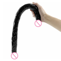 Dildo de Silicona Realista Erótico Extra Largo de 55 cm XXL, Negro, Doble Cabeza, Vibrador, Impermeable