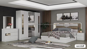 Juego de Muebles de Dormitorio de Diseño Moderno y Elegante de 5 Piezas, Muebles de Dormitorio de Vidrio Baratos con Espejo, Tamaño King - Product Image 6