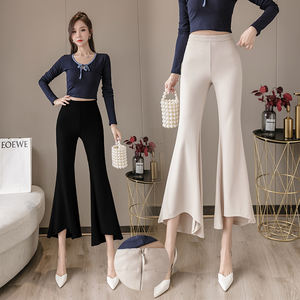 Moda <span class=keywords><strong>Fit</strong></span> tinta unita elasticità vita alta Casual <span class=keywords><strong>Slim</strong></span> elegante <span class=keywords><strong>donna</strong></span> <span class=keywords><strong>pantaloni</strong></span> svasati - Product Image 3