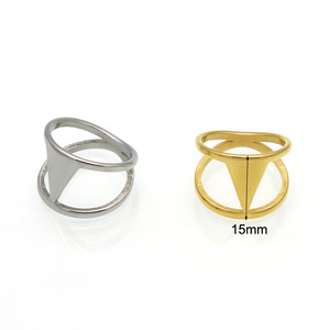 Oro placcato Unisex stile coreano versione semplice triangolo geometrico anelli in acciaio inox per le donne uomini gioielli - Product Image 3
