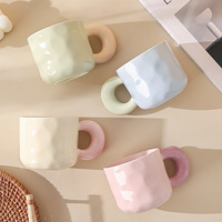 Mug en céramique color-block, doux et frais, mignon, grande capacité, style Instagram, pour étudiants, couples, meilleurs amis, passe au lave-vaisselle, chaud/froid