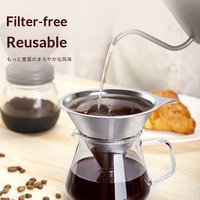 Filtre à café portable réutilisable en acier inoxydable 304 pour le café filtre à la main, idéal pour l'extérieur