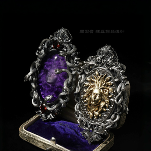 ZHENXUN Collier en Argent Pur 925 avec Pendentif Miroir Méduse, <span class=keywords><strong>Serpent</strong></span>, Démon Féminin, Cristal, pour Hommes et Femmes, Original, Fait Main, Personnalisé - Product Image 5