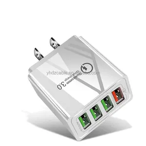 QC3.0 4 USB mobile phone charger for iphone 15 pro changer 5.1A multi-port charging head US UK EU travel charger