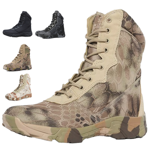 Bottes <span class=keywords><strong>de</strong></span> combat pour hommes, entraînement spécial, cheville, extérieur, amortissement des chocs, caoutchouc, cuir véritable, antidérapantes, bottes <span class=keywords><strong>de</strong></span> randonnée d'hiver - Product Image 1