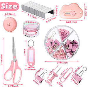 Bview Art 10 pièces <span class=keywords><strong>rose</strong></span> dissolvant de ruban adhésif distributeur trombones ciseaux Kit d'accessoires de <span class=keywords><strong>bureau</strong></span> pour accessoires de <span class=keywords><strong>bureau</strong></span> - Product Image 5