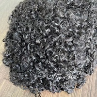 Perruques bouclées pour hommes, postiche en cheveux naturels, noir, durable, 15mm, pour les hommes de l'Amérique africaine, 100%